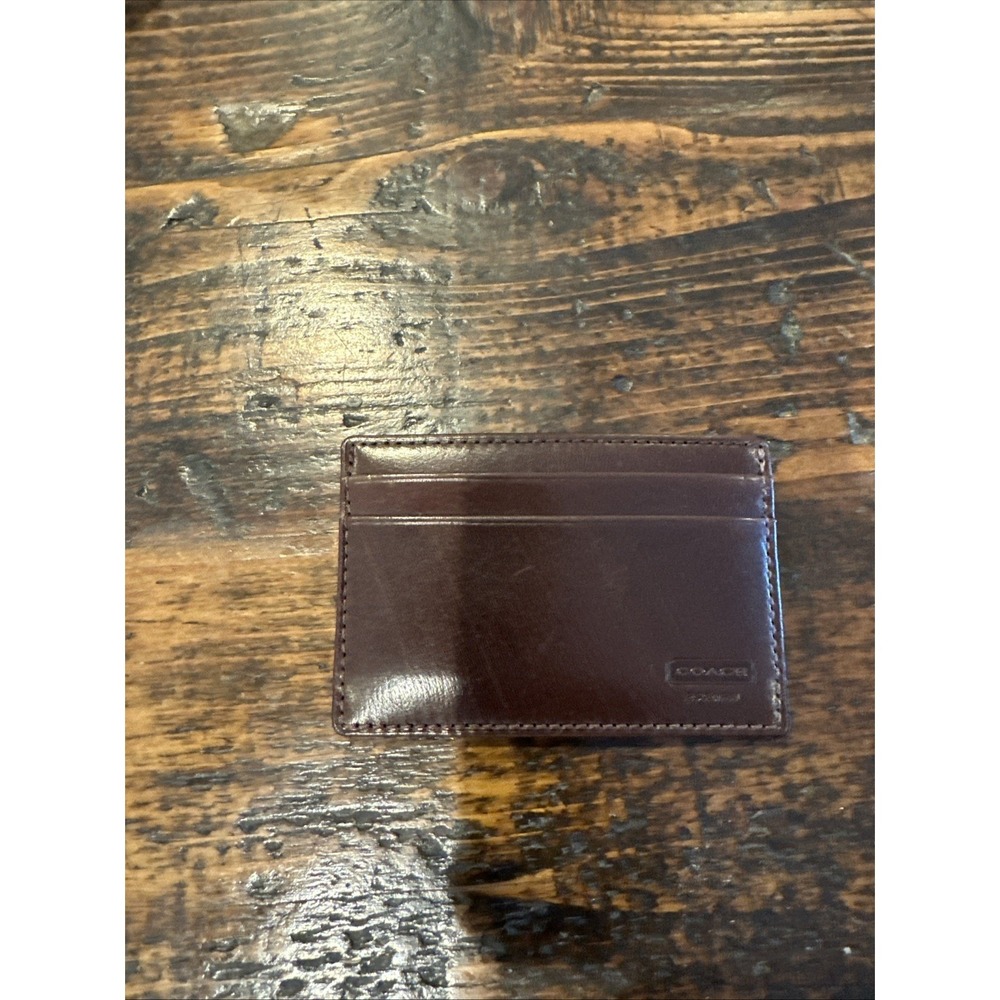 Coach Cards Holder Brown Leather New